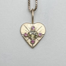 Load image into Gallery viewer, Custom Yellow Sapphire &amp; Rhodolite Garnet Heart Pendant – Final Balance
