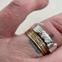 Load image into Gallery viewer, Made to order - LOVER Fede Gimmel ring - Sterling Silver, Yellow Gold, White Gold - stacking ring
