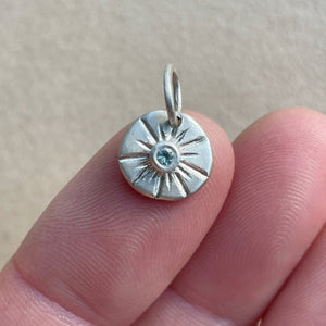 OOAK round aquamarine sterling silver pendant/charm