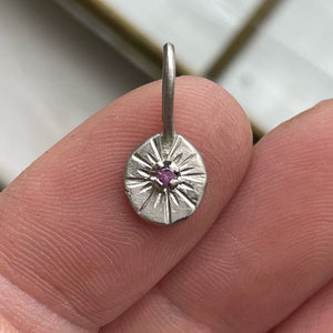 OOAK pink sapphire 10kt solid white gold pendant/charm