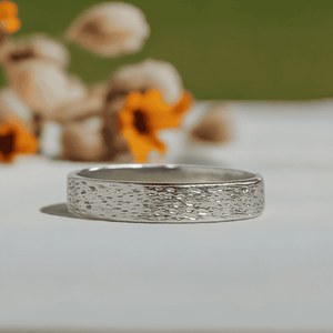 925 - 4mm - Textured silver wedding band