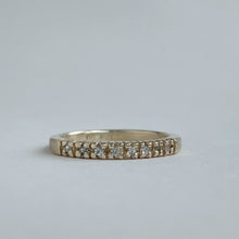 Load image into Gallery viewer, Yellow gold- 2mm and 4mm - Halve eternity rustic wedding band set
