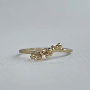 front view of yellow gold granulation stacking ring size 8 one of a kind handcrafted