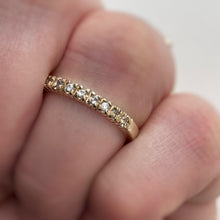 Load image into Gallery viewer, Yellow gold- 2mm and 4mm - Halve eternity rustic wedding band set

