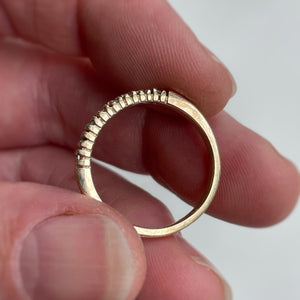 Yellow gold- 2mm and 4mm - Halve eternity rustic wedding band set