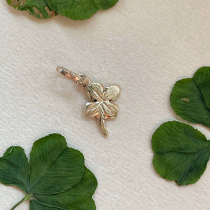 May - OOAK four leaf clover gold pendant.