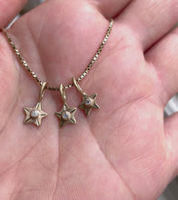 Load and play video in Gallery viewer, Three - Star charm 10kt solid yellow gold pendant/charm
