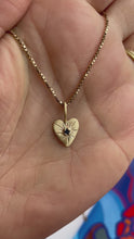 Load and play video in Gallery viewer, OOAK dark blue sapphire solid 10kt yellow gold heart pendant/charm
