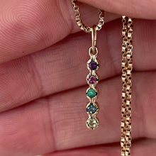 Load image into Gallery viewer, Handcrafted Solid Gold Family Pendant with Birthstone Charms, featuring customizable ethically sourced 2mm genuine gemstones. Perfect personalized gift for Mother&#39;s Day, birthdays, and anniversaries. Pendant chain not included.

