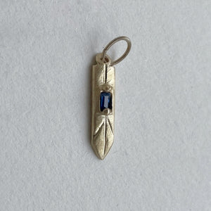 February - OOAK blue sapphire gold pendant.