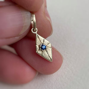 April - OOAK blue sapphire gold pendant.
