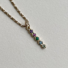 Load image into Gallery viewer, Handcrafted Solid Gold Family Pendant with Birthstone Charms, featuring customizable ethically sourced 2mm genuine gemstones. Perfect personalized gift for Mother&#39;s Day, birthdays, and anniversaries. Pendant chain not included.
