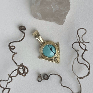 January - OOAK turquoise gold pendant.