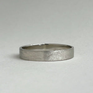 White gold - 4mm - Rustic wedding band