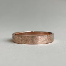Load image into Gallery viewer, Handcrafted 4mm Rustic Rose Gold Wedding Band - Made with recycled ethical gold - Perfect for men&#39;s wedding bands or as a rustic wedding ring
