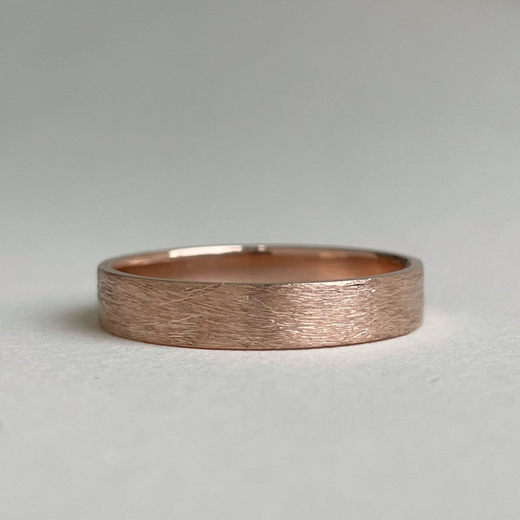 Handcrafted 4mm Rustic Rose Gold Wedding Band - Made with recycled ethical gold - Perfect for men's wedding bands or as a rustic wedding ring