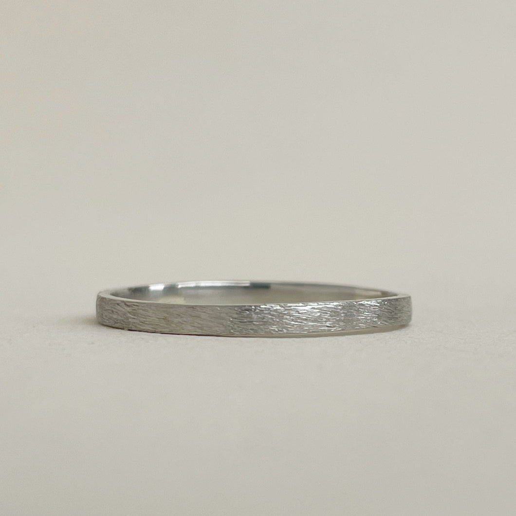 White gold - 2mm - Rustic wedding ring