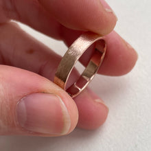 Load image into Gallery viewer, Handcrafted 4mm Rustic Rose Gold Wedding Band - Made with recycled ethical gold - Perfect for men&#39;s wedding bands or as a rustic wedding ring
