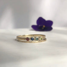 Load image into Gallery viewer, Solid gold Multi stone ring - Family ring - birthstone ring - Mother’s ring - eco friendly and sustainably sourced  10kt yellow gold - Gift for her family ring - birthstone ring - Mother’s ring - Ethical - ethically sourced - personalized gift

