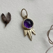 Load image into Gallery viewer, March - OOAK amethyst gold pendant.
